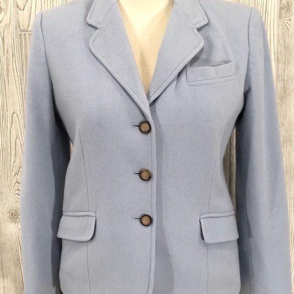 𝅺VINTAGE Chadwick’s Powder Blue Wool Mix Blazer Size 4 - Picture 3 of 9